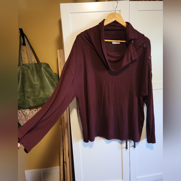 Cowl neck sweater, burgundy, Size XL - Picture 2 of 4